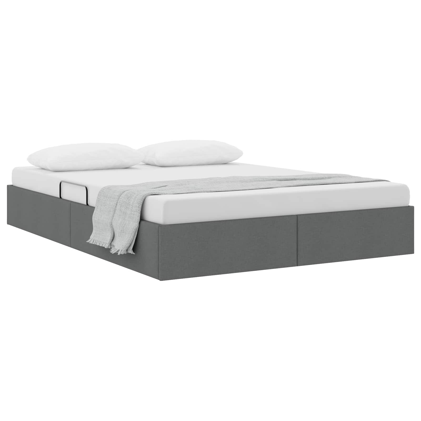 Ottoman Bettgestell mit Speicher Dunkelgrau 140 x 200 cm Stoff
