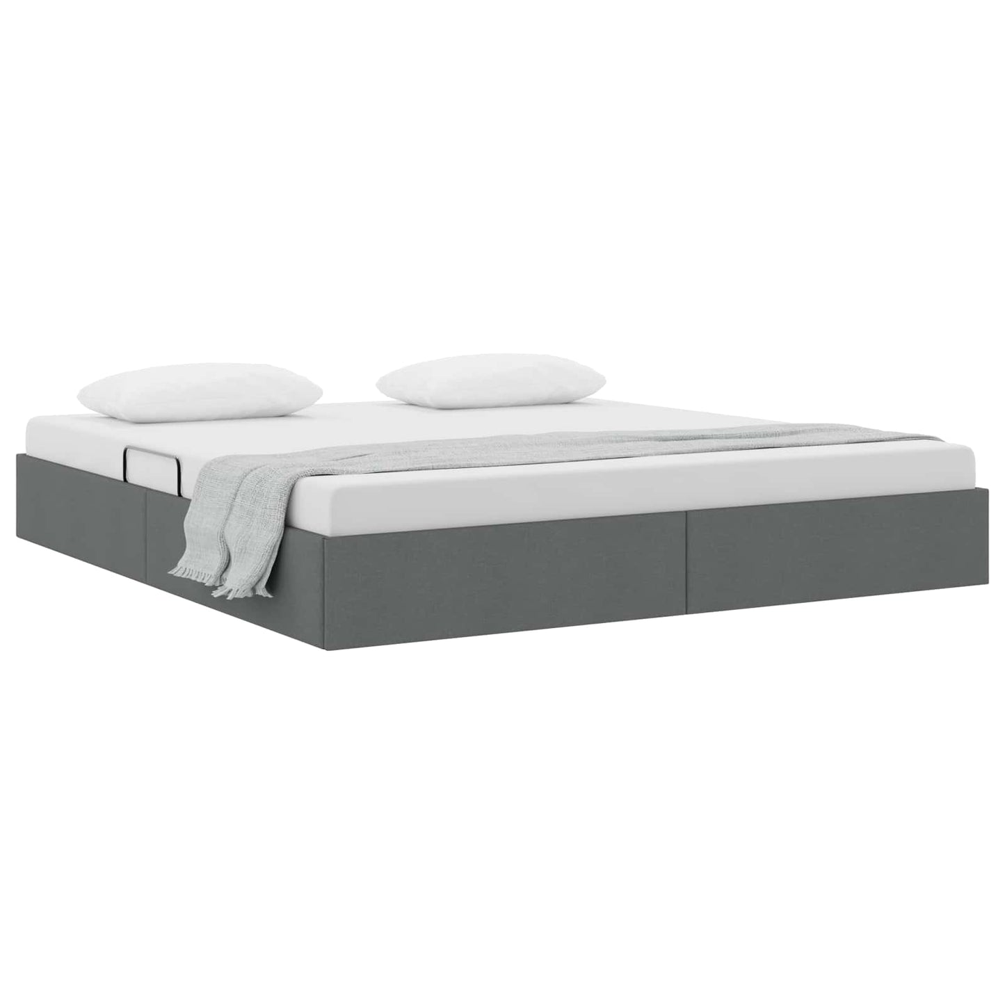 Ottoman Bettgestell mit Speicher Dunkelgrau 160 x 200 cm Stoff