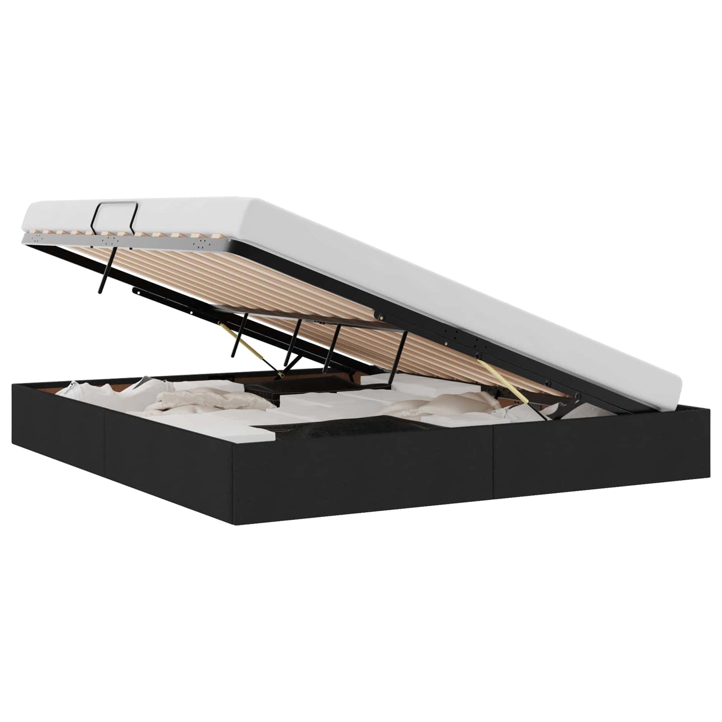 Ottoman Bettgestell mit Speicher Schwarz 160 x 200 cm Stoff