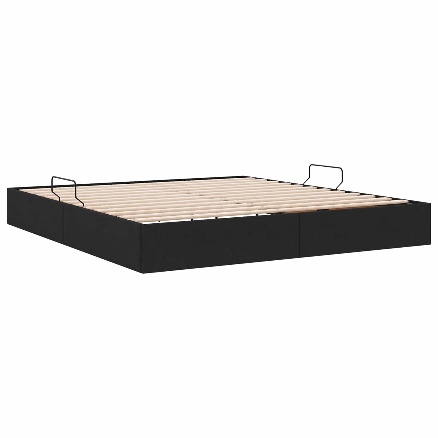 Ottoman Bettgestell mit Speicher Schwarz 160 x 200 cm Stoff