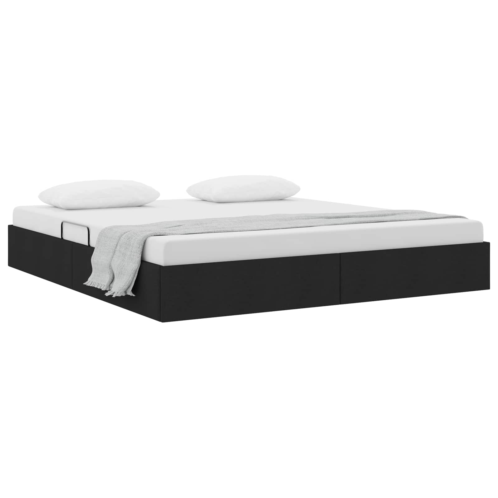Ottoman Bettgestell mit Speicher Schwarz 160 x 200 cm Stoff