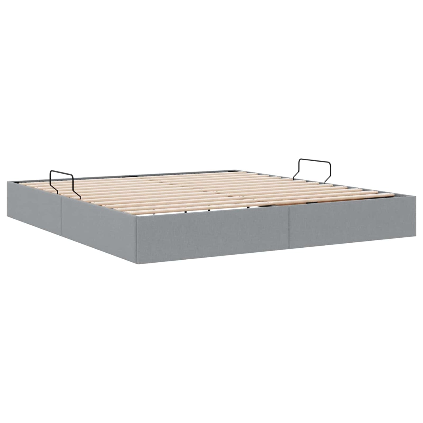 Ottoman Bettgestell mit Speicher Hellgrau 180 x 200 cm Stoff