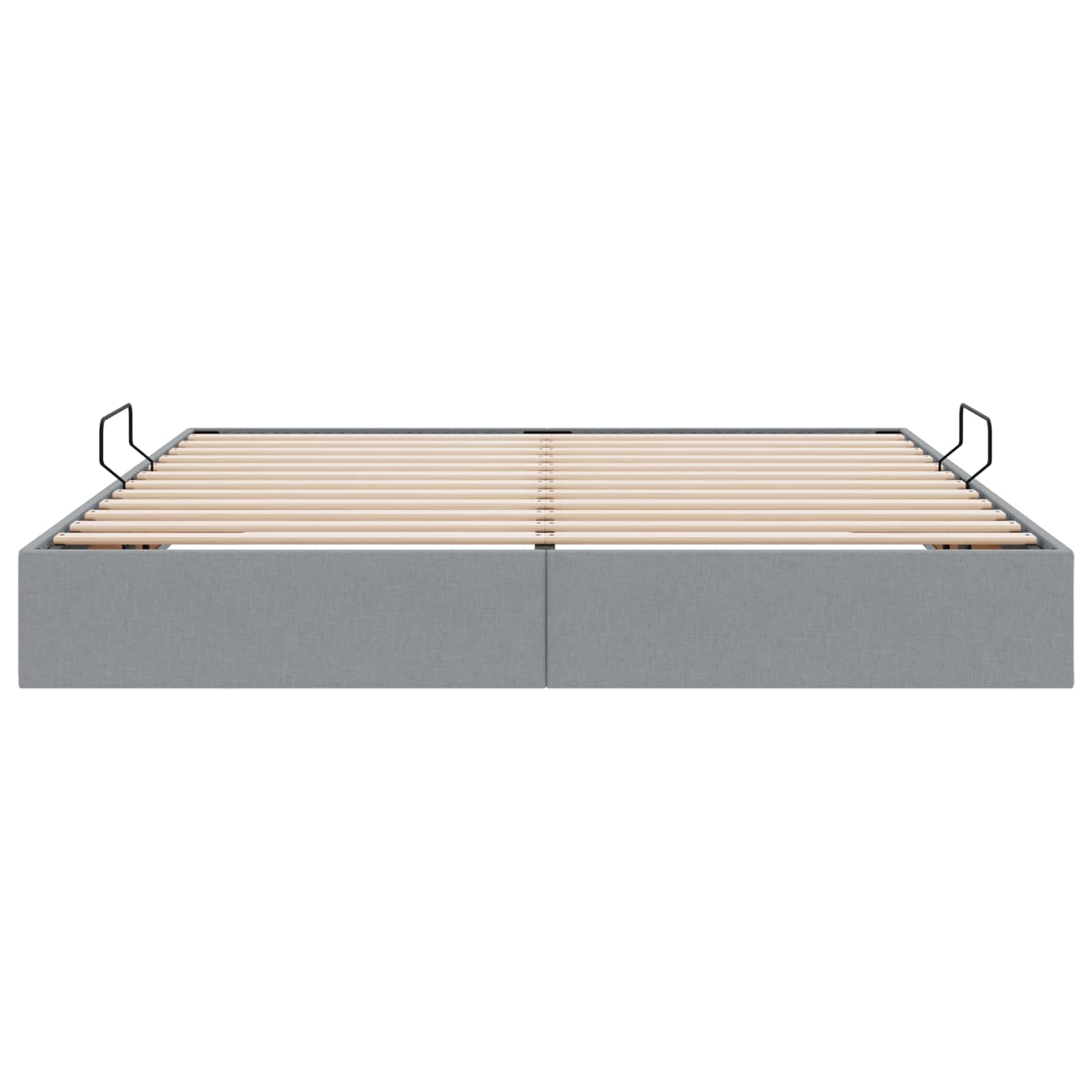 Ottoman Bettgestell mit Speicher Hellgrau 180 x 200 cm Stoff