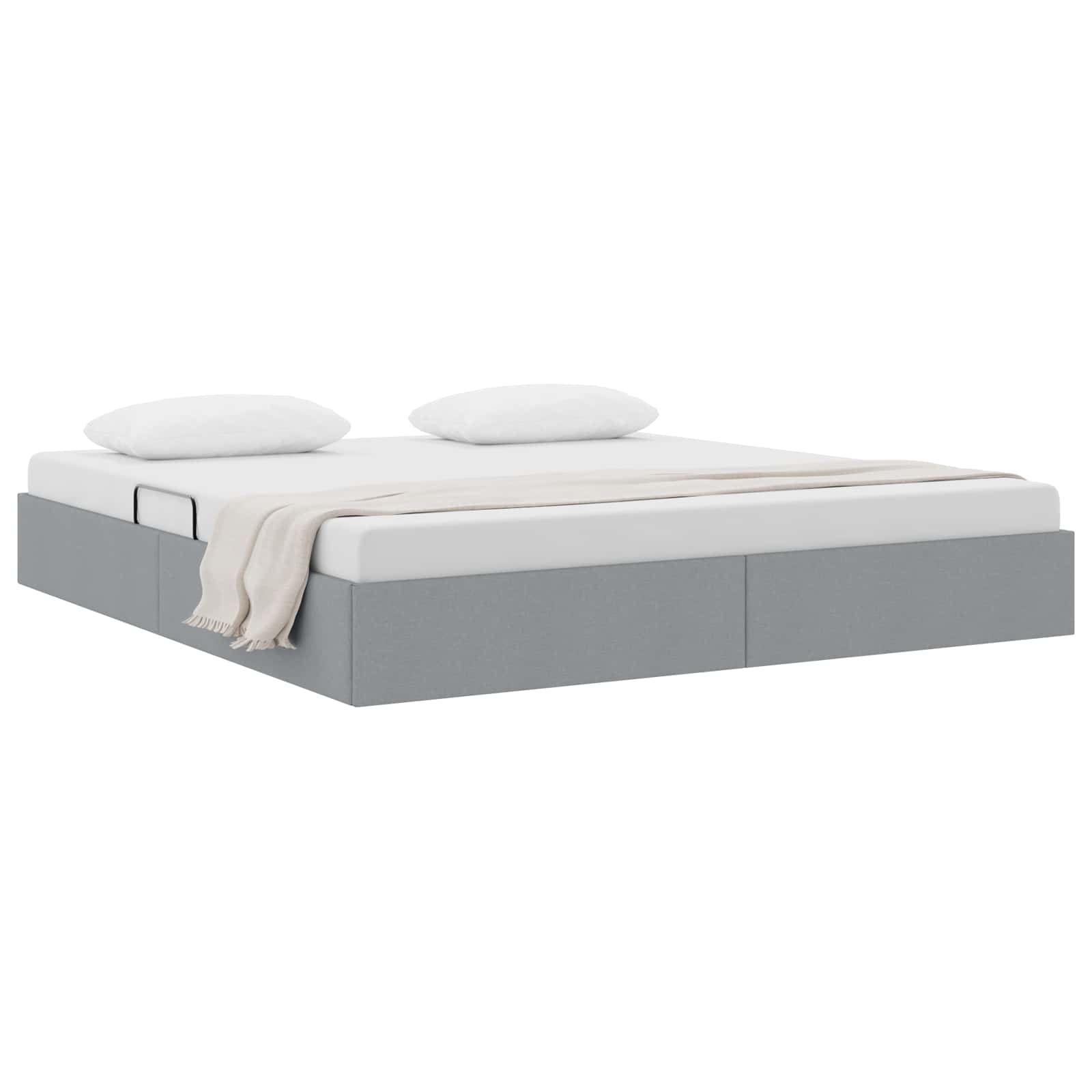 Ottoman Bettgestell mit Speicher Hellgrau 180 x 200 cm Stoff
