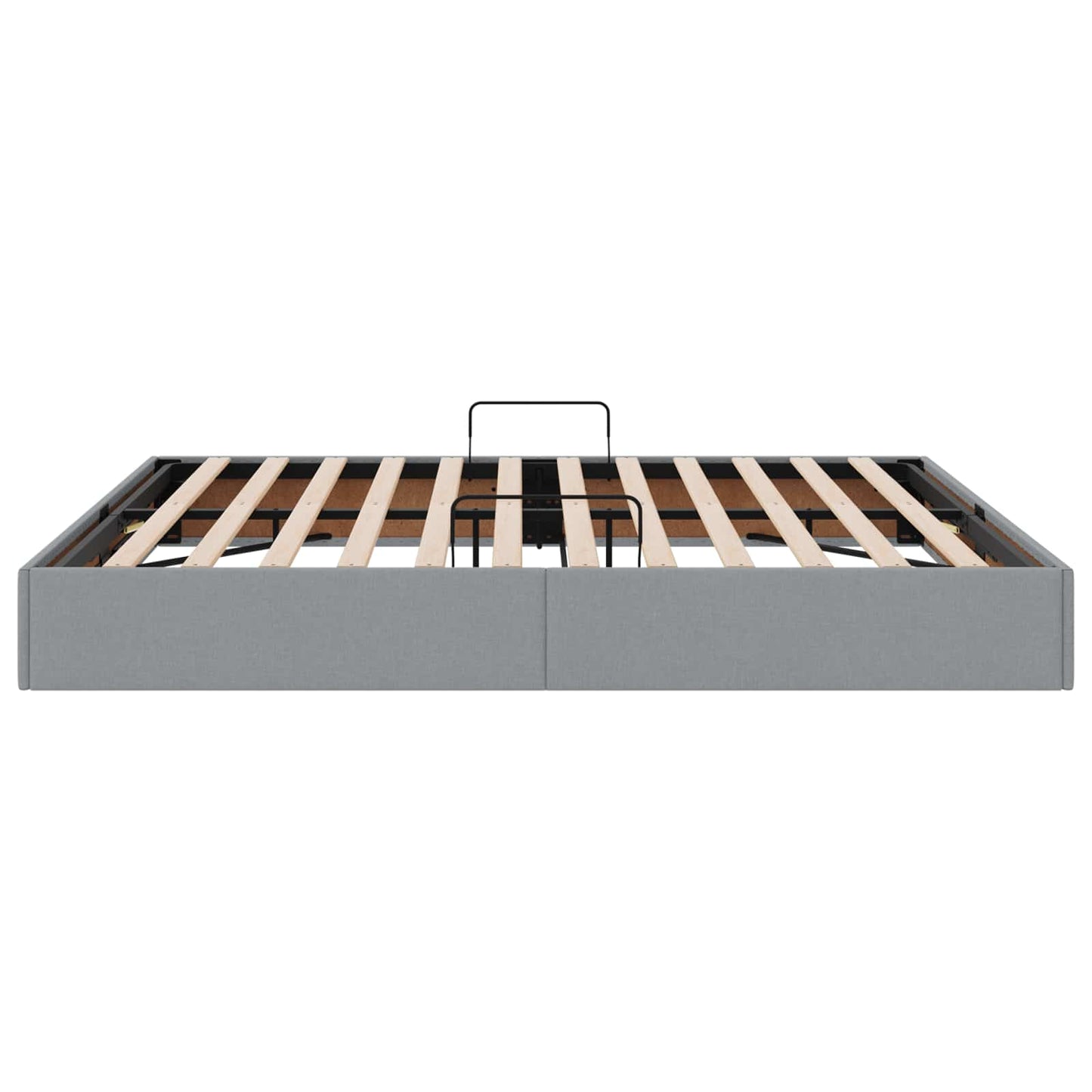 Ottoman Bettgestell mit Speicher Hellgrau 180 x 200 cm Stoff