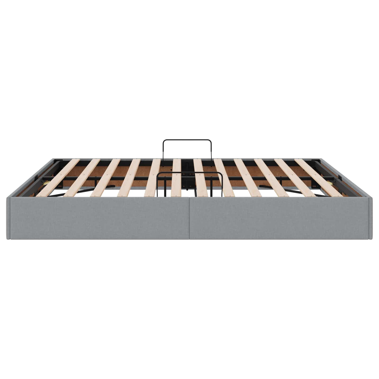Ottoman Bettgestell mit Speicher Hellgrau 180 x 200 cm Stoff