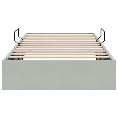 Ottoman Bettgestell mit Speicher Hellgrau 90 x 200 cm Samt