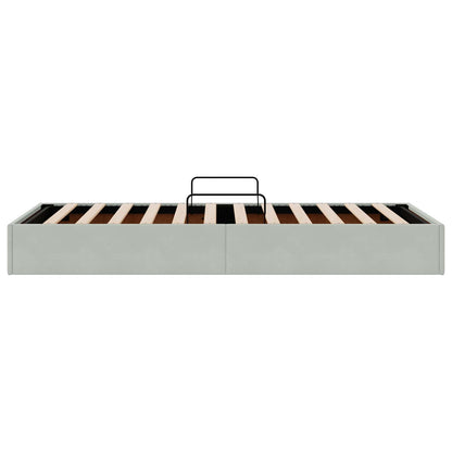 Ottoman Bettgestell mit Speicher Hellgrau 90 x 200 cm Samt