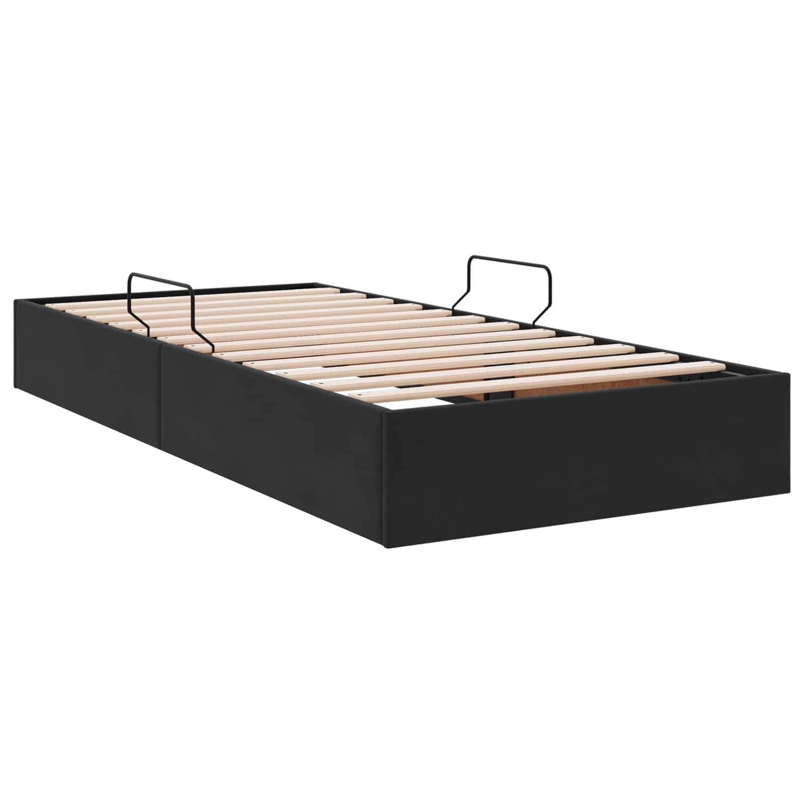 Ottoman Bettgestell mit Speicher Schwarz 90 x 200 cm Samt