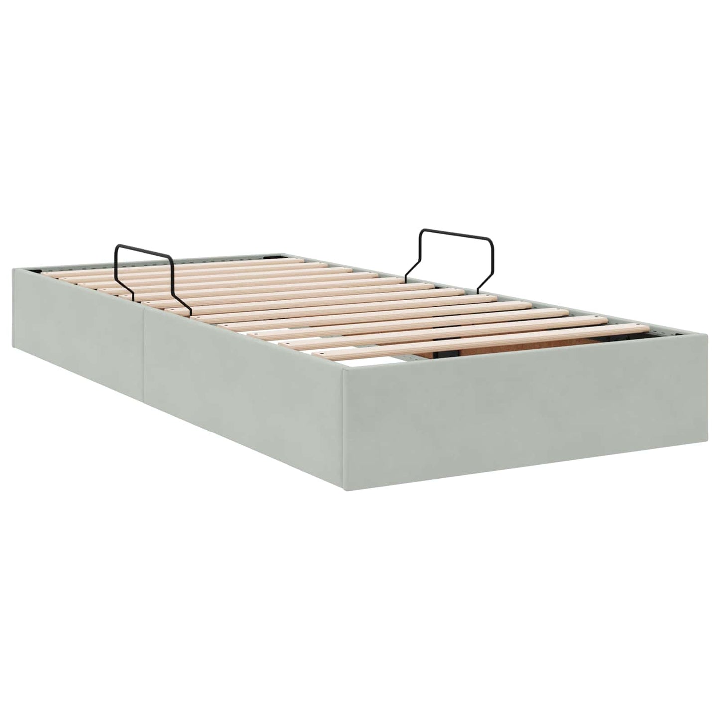 Ottoman Bettgestell mit Speicher Hellgrau 100 x 200 cm Samt