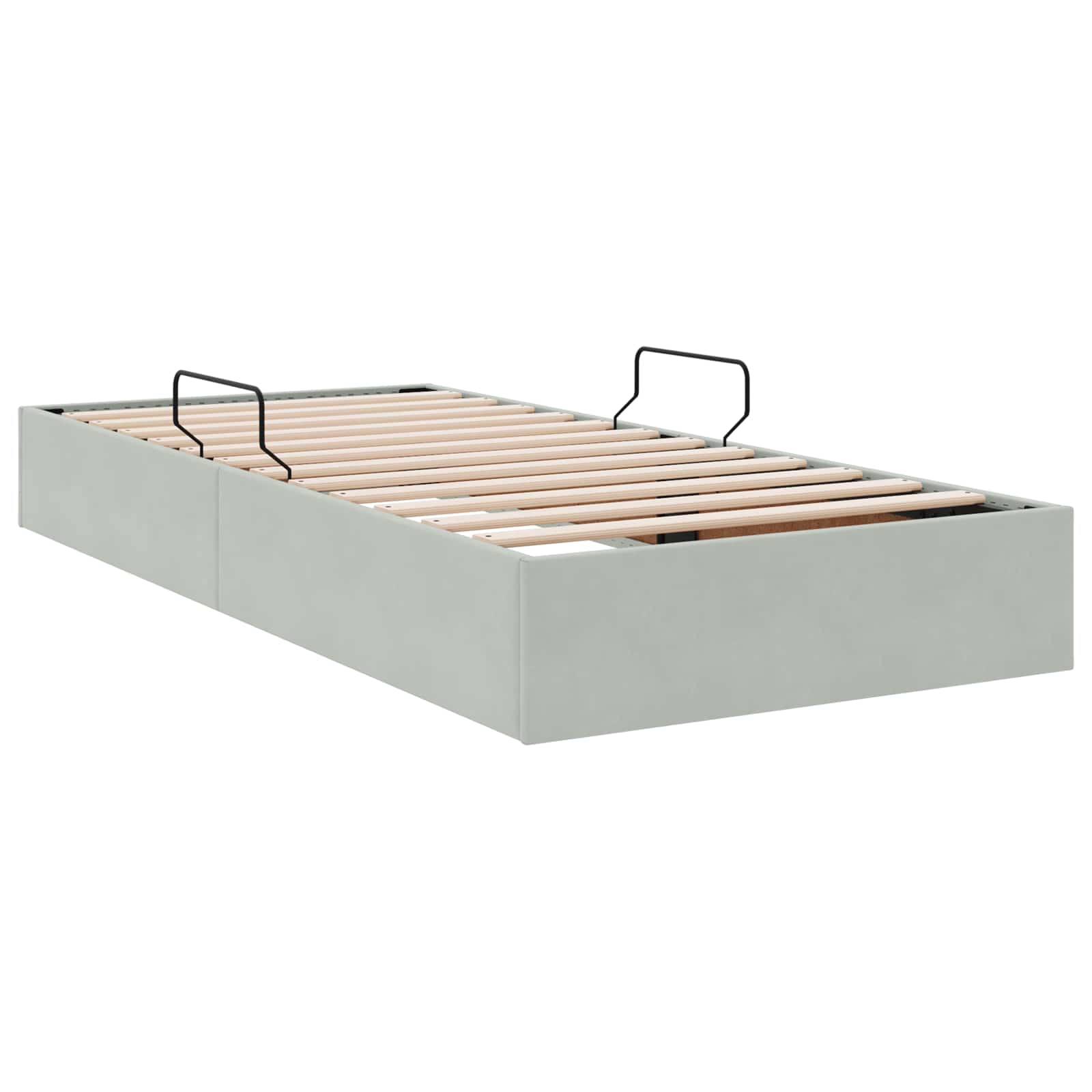 Ottoman Bettgestell mit Speicher Hellgrau 100 x 200 cm Samt