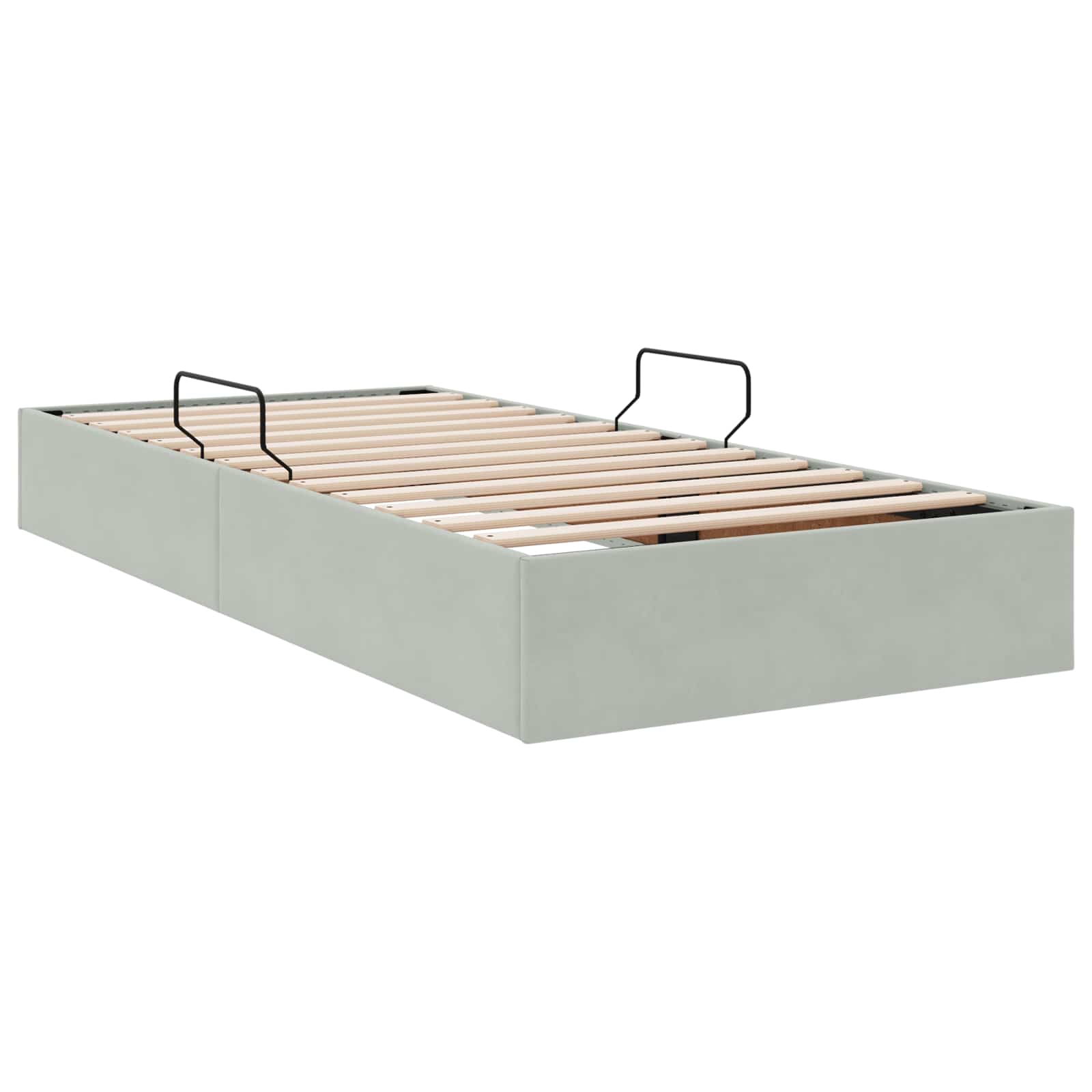 Ottoman Bettgestell mit Speicher Hellgrau 100 x 200 cm Samt