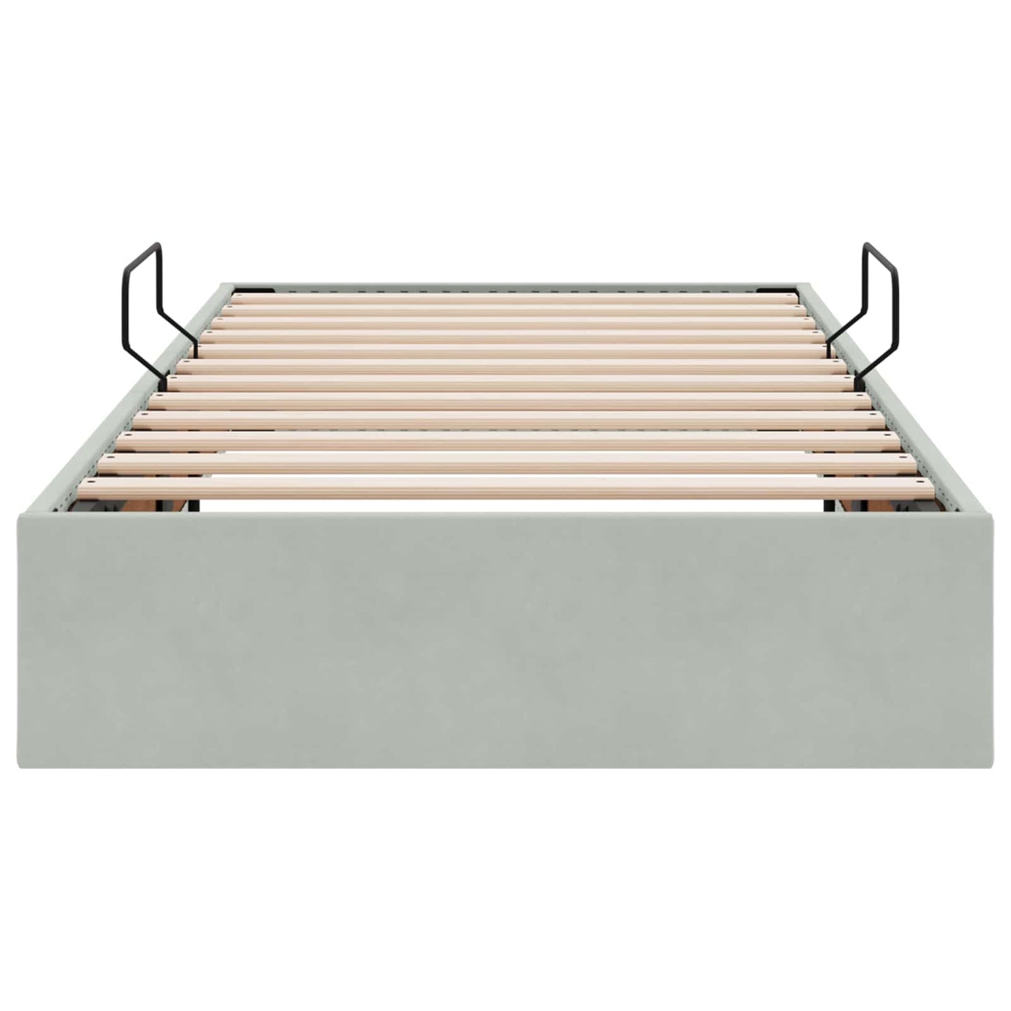 Ottoman Bettgestell mit Speicher Hellgrau 100 x 200 cm Samt