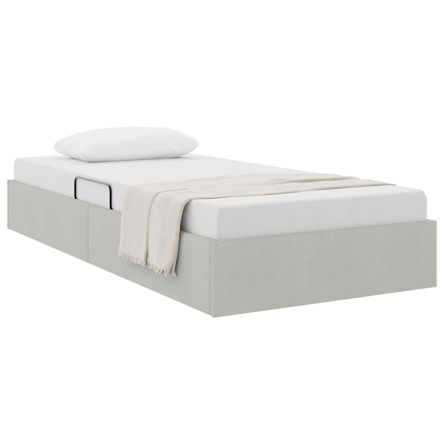 Ottoman Bettgestell mit Speicher Hellgrau 100 x 200 cm Samt