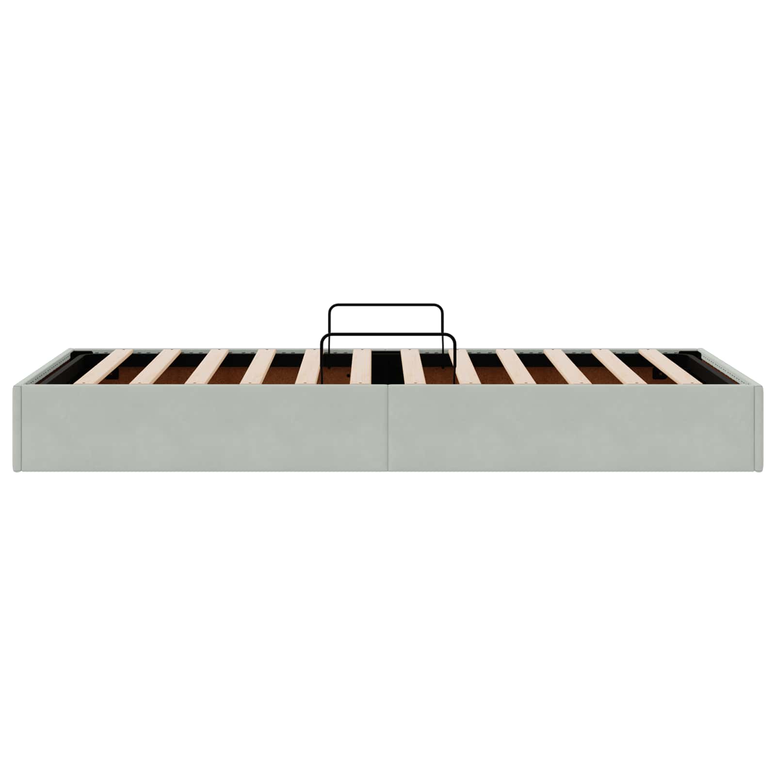 Ottoman Bettgestell mit Speicher Hellgrau 100 x 200 cm Samt
