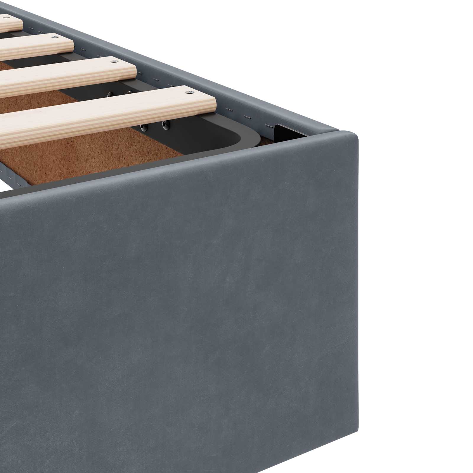 Ottoman Bettgestell mit Speicher Dunkelgrau 100 x 200 cm Samt