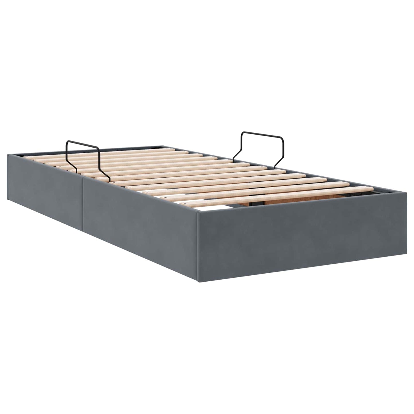 Ottoman Bettgestell mit Speicher Dunkelgrau 100 x 200 cm Samt