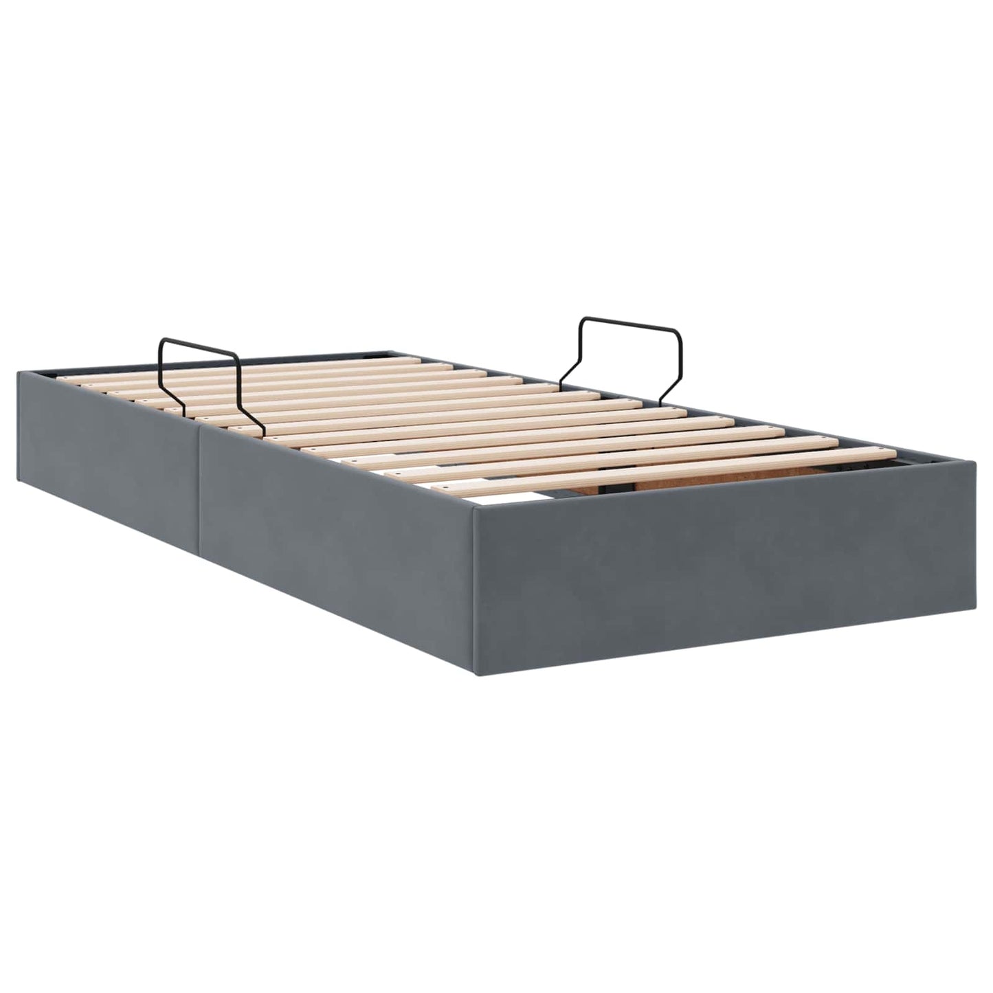 Ottoman Bettgestell mit Speicher Dunkelgrau 100 x 200 cm Samt
