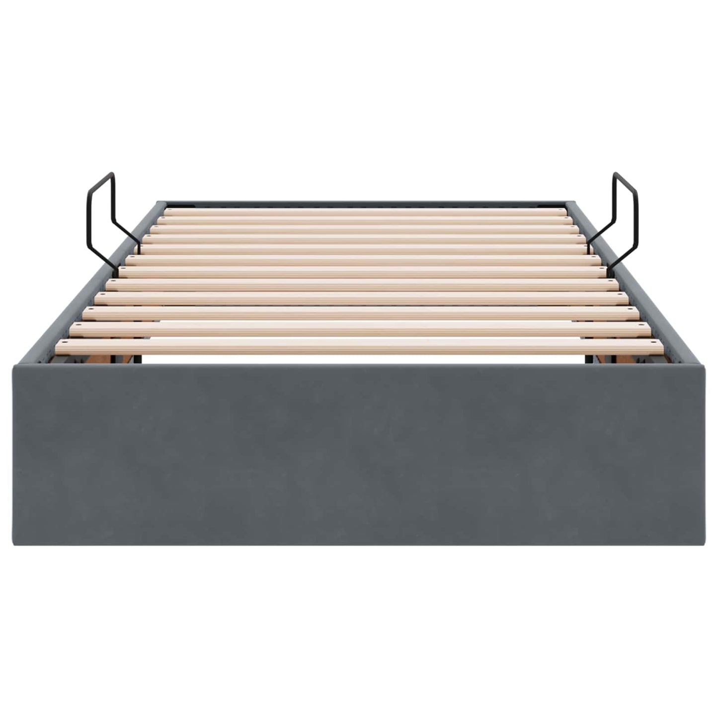 Ottoman Bettgestell mit Speicher Dunkelgrau 100 x 200 cm Samt