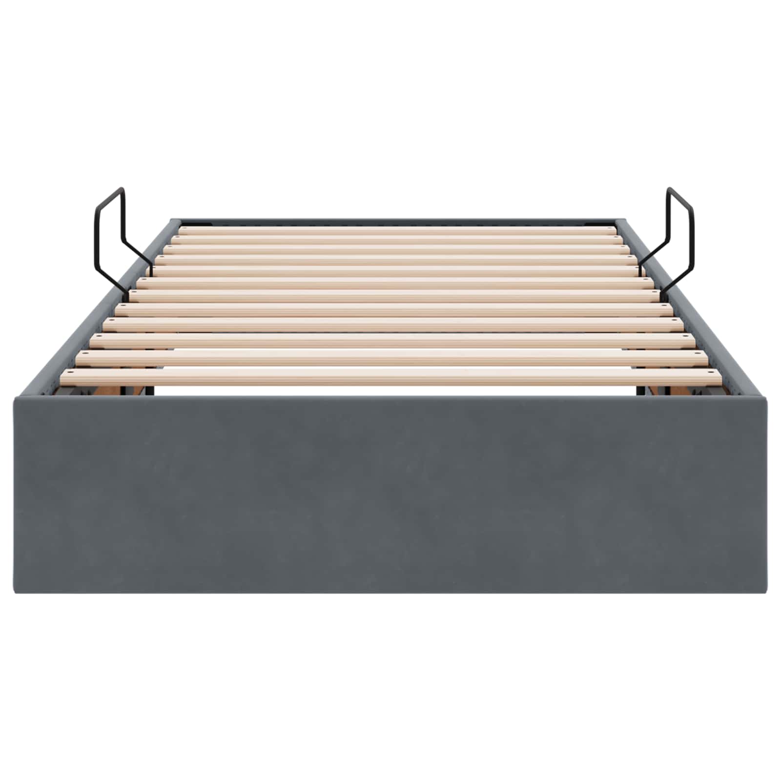 Ottoman Bettgestell mit Speicher Dunkelgrau 100 x 200 cm Samt