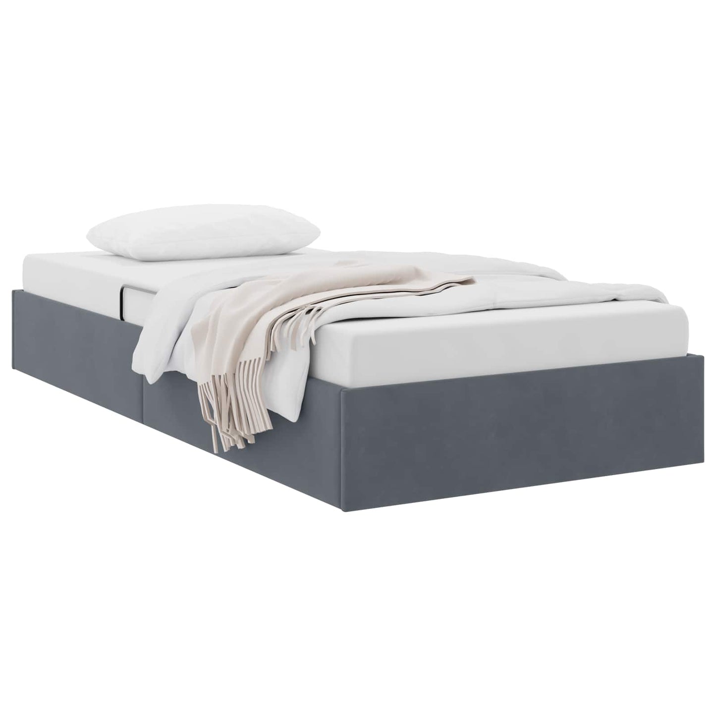Ottoman Bettgestell mit Speicher Dunkelgrau 100 x 200 cm Samt