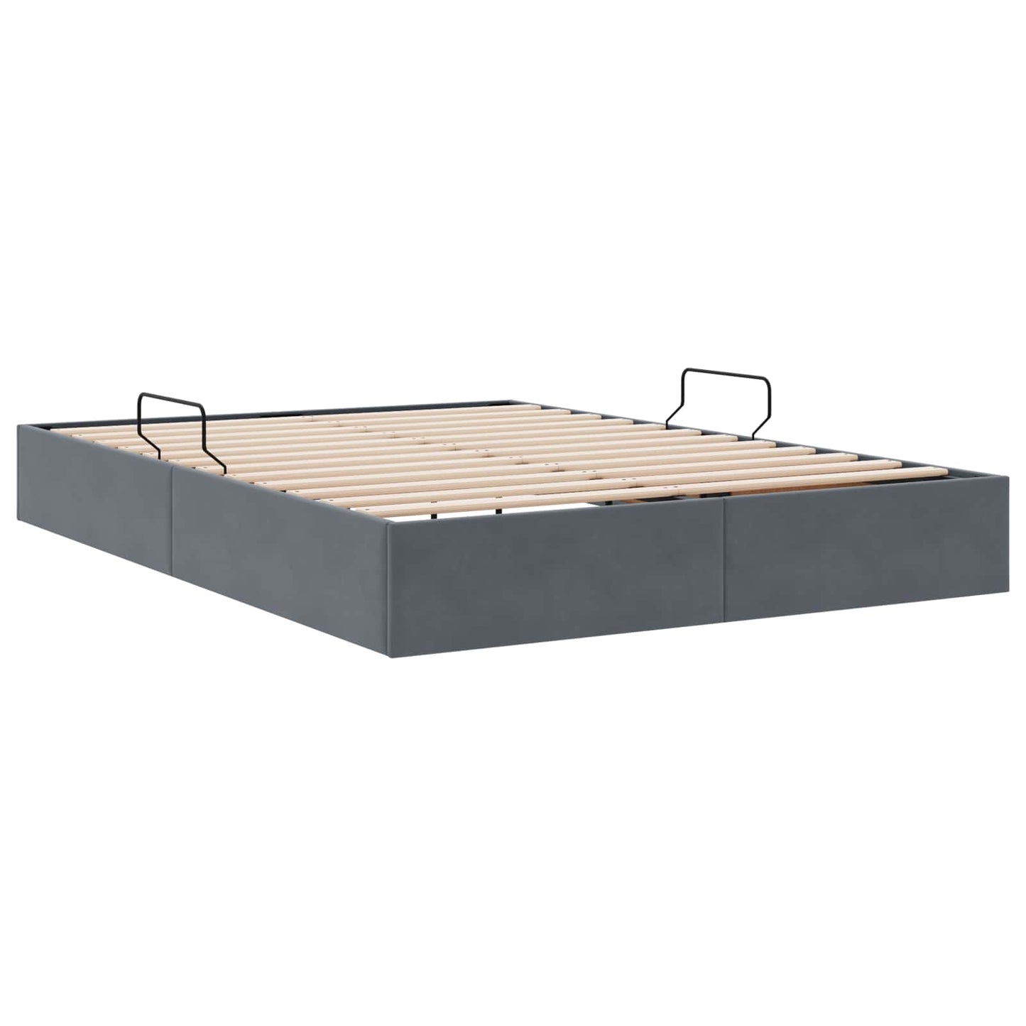 Ottoman Bettgestell mit Speicher Dunkelgrau 140 x 200 cm Samt