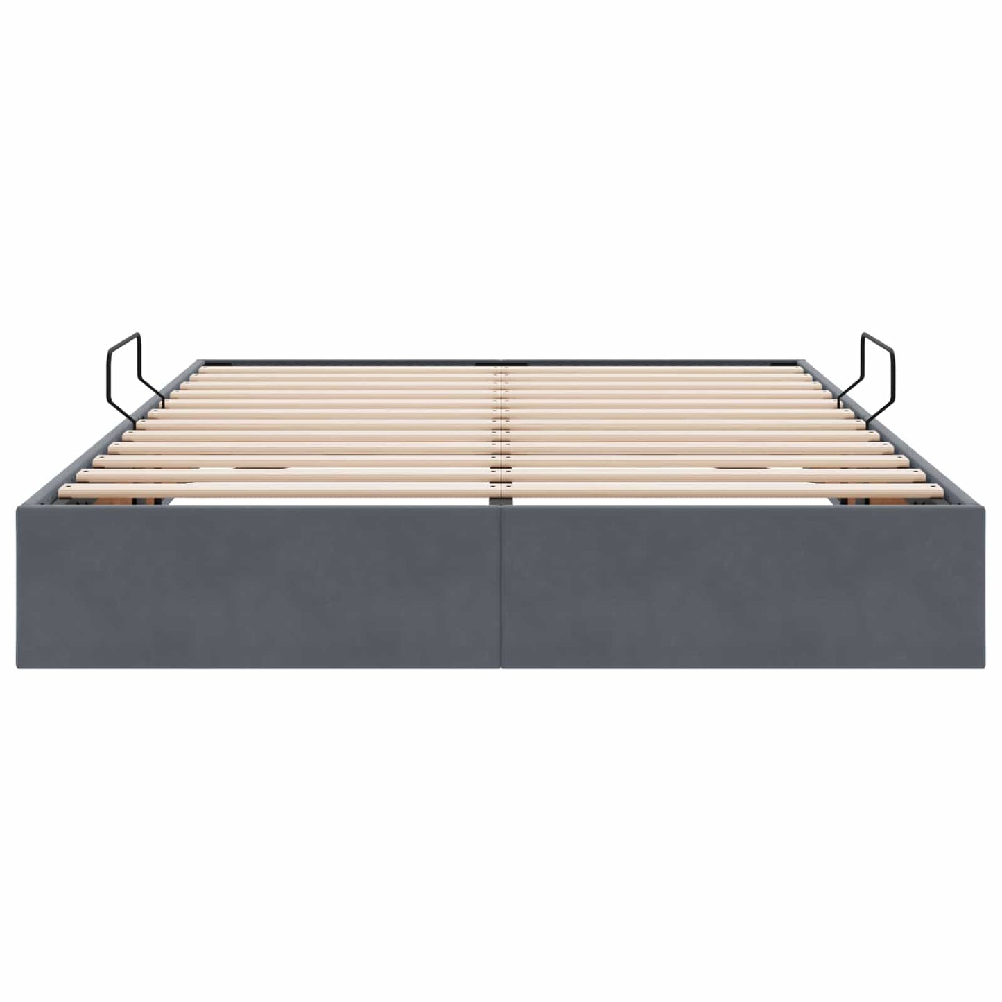 Ottoman Bettgestell mit Speicher Dunkelgrau 140 x 200 cm Samt