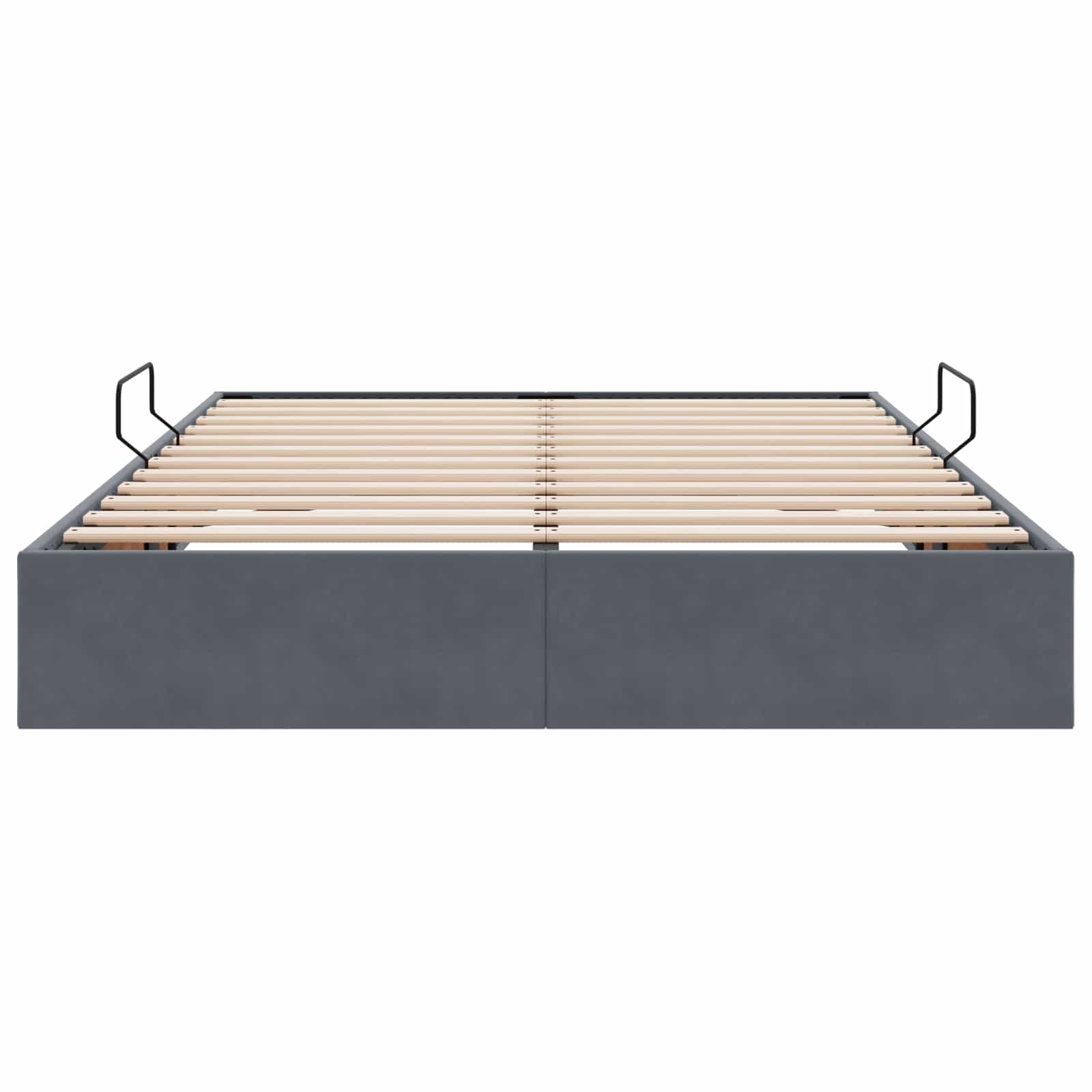 Ottoman Bettgestell mit Speicher Dunkelgrau 140 x 200 cm Samt