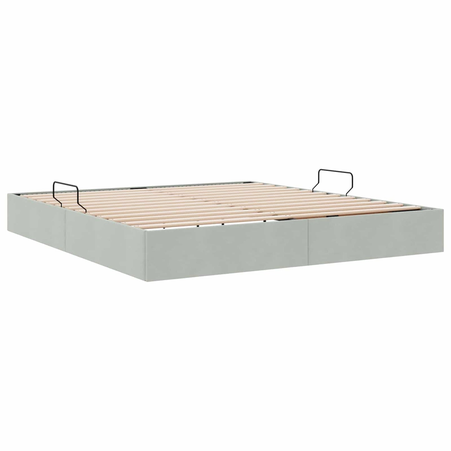 Ottoman Bettgestell mit Speicher Hellgrau 160 x 200 cm Samt