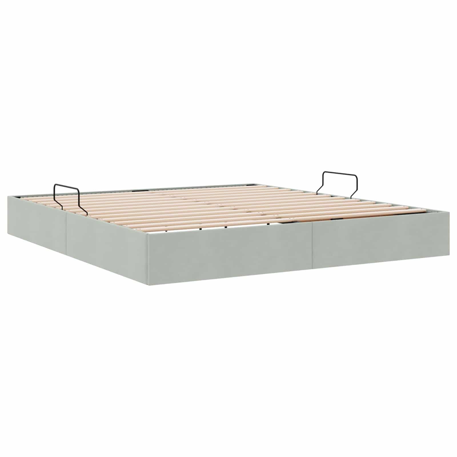 Ottoman Bettgestell mit Speicher Hellgrau 160 x 200 cm Samt