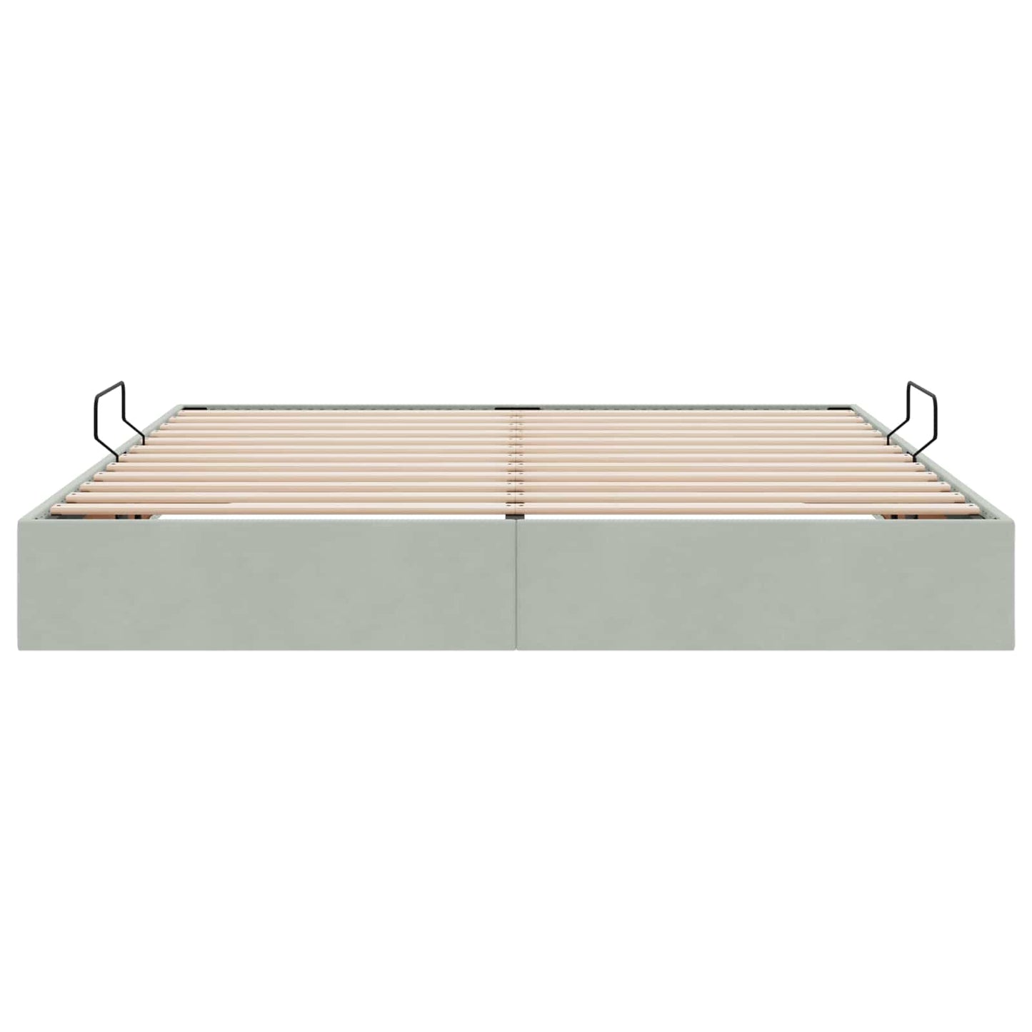 Ottoman Bettgestell mit Speicher Hellgrau 160 x 200 cm Samt