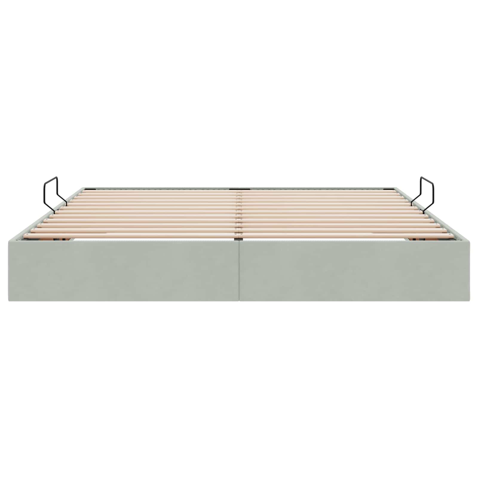 Ottoman Bettgestell mit Speicher Hellgrau 160 x 200 cm Samt