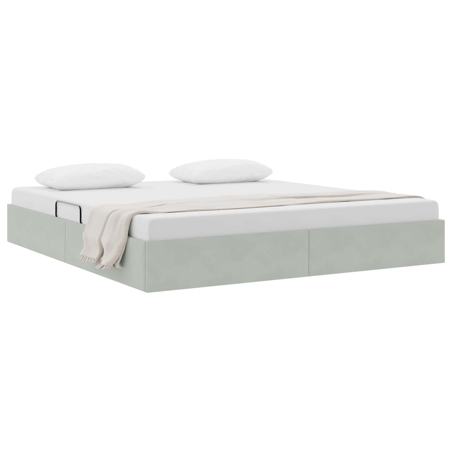 Ottoman Bettgestell mit Speicher Hellgrau 160 x 200 cm Samt