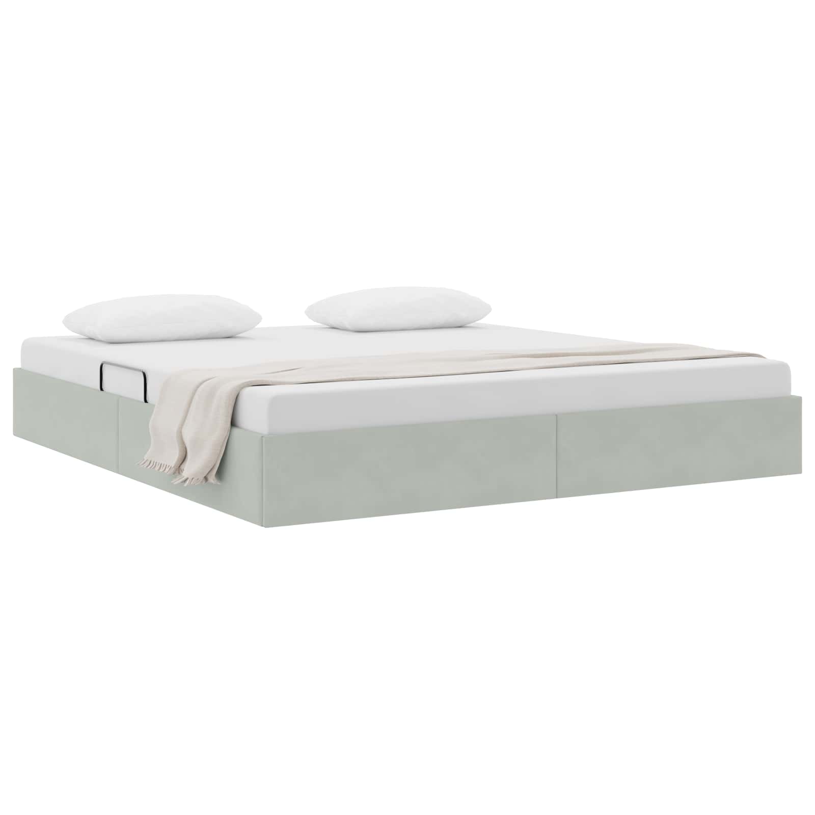 Ottoman Bettgestell mit Speicher Hellgrau 160 x 200 cm Samt