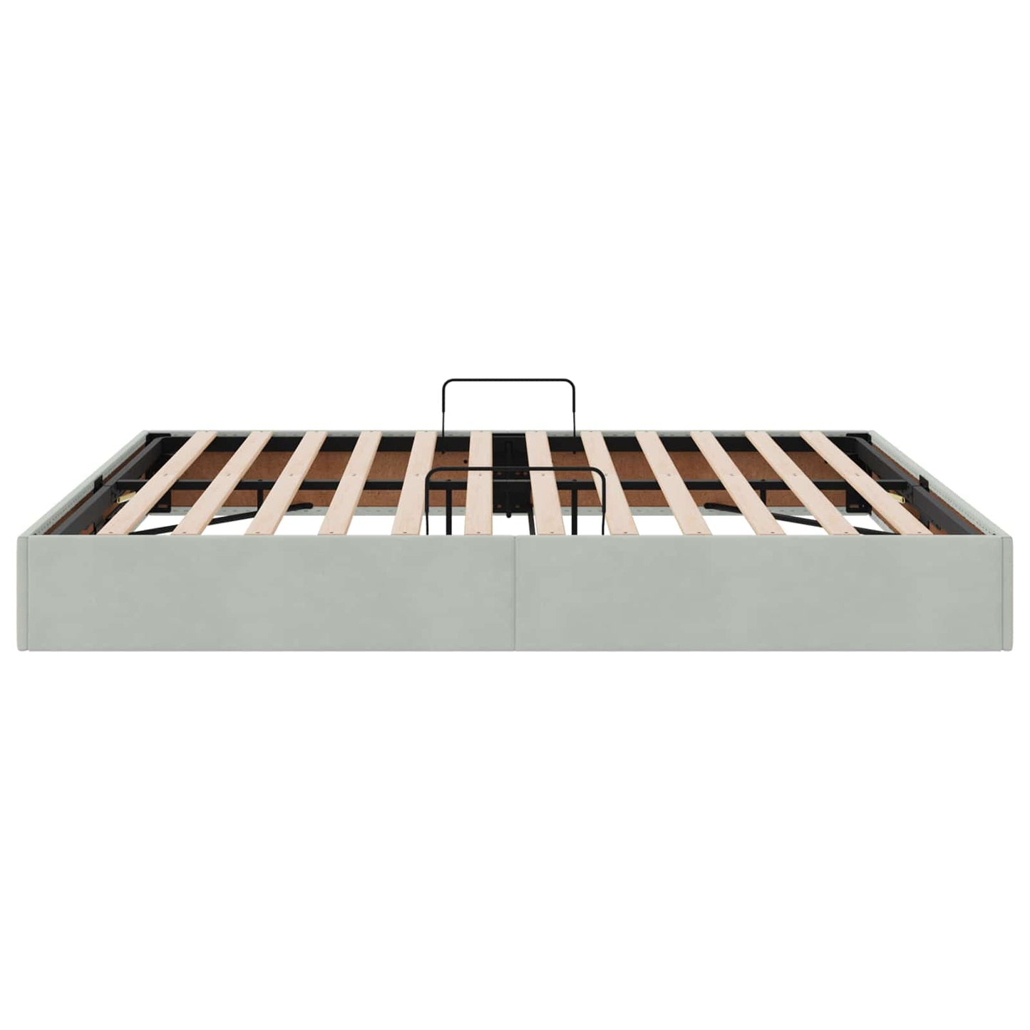 Ottoman Bettgestell mit Speicher Hellgrau 160 x 200 cm Samt
