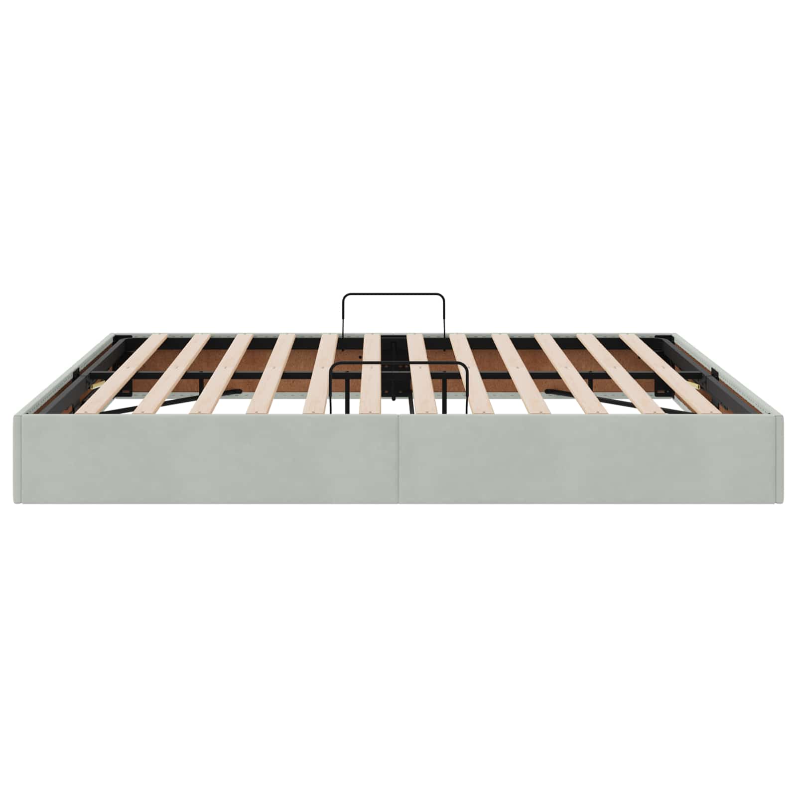 Ottoman Bettgestell mit Speicher Hellgrau 160 x 200 cm Samt