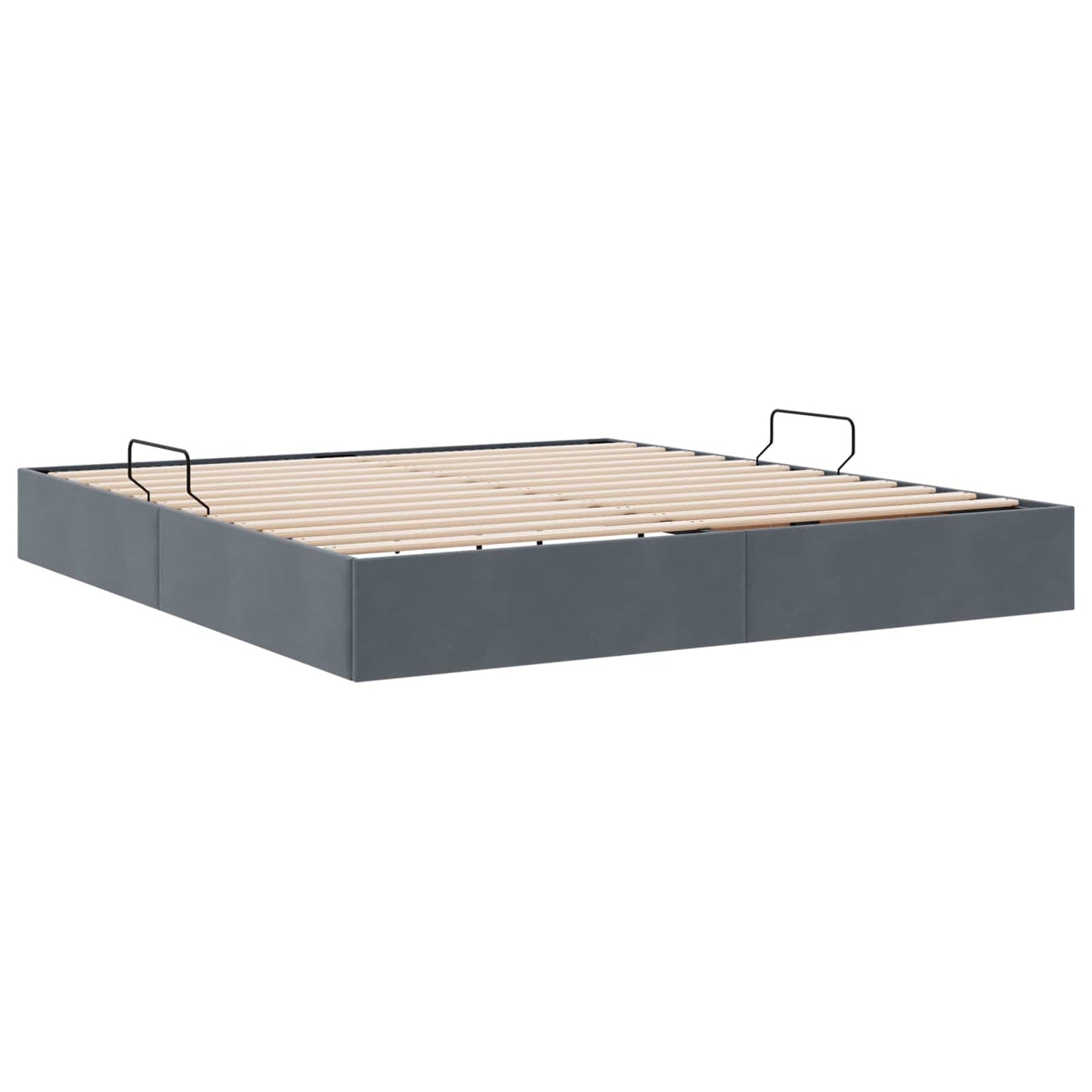 Ottoman Bettgestell mit Speicher Dunkelgrau 160 x 200 cm Samt