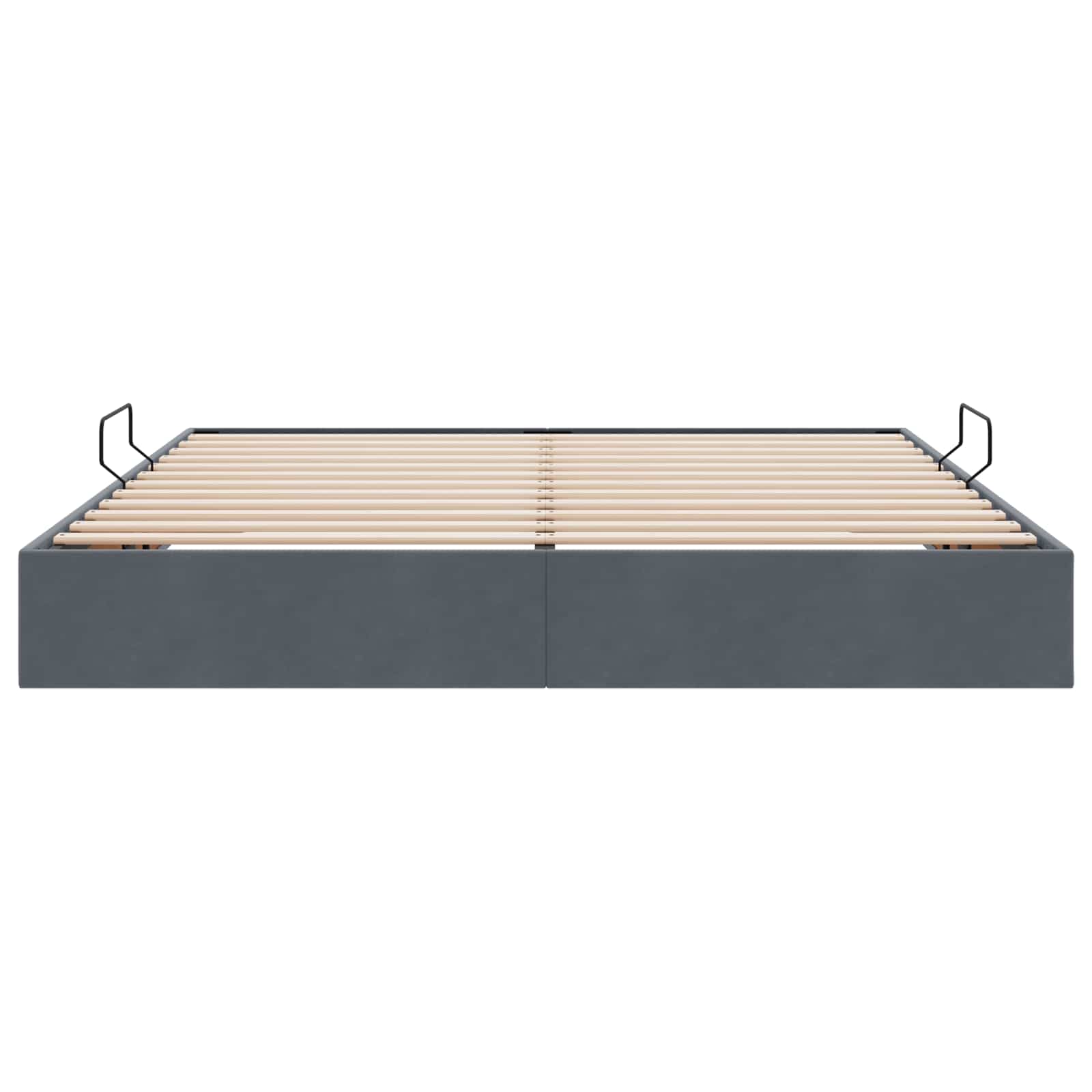 Ottoman Bettgestell mit Speicher Dunkelgrau 160 x 200 cm Samt