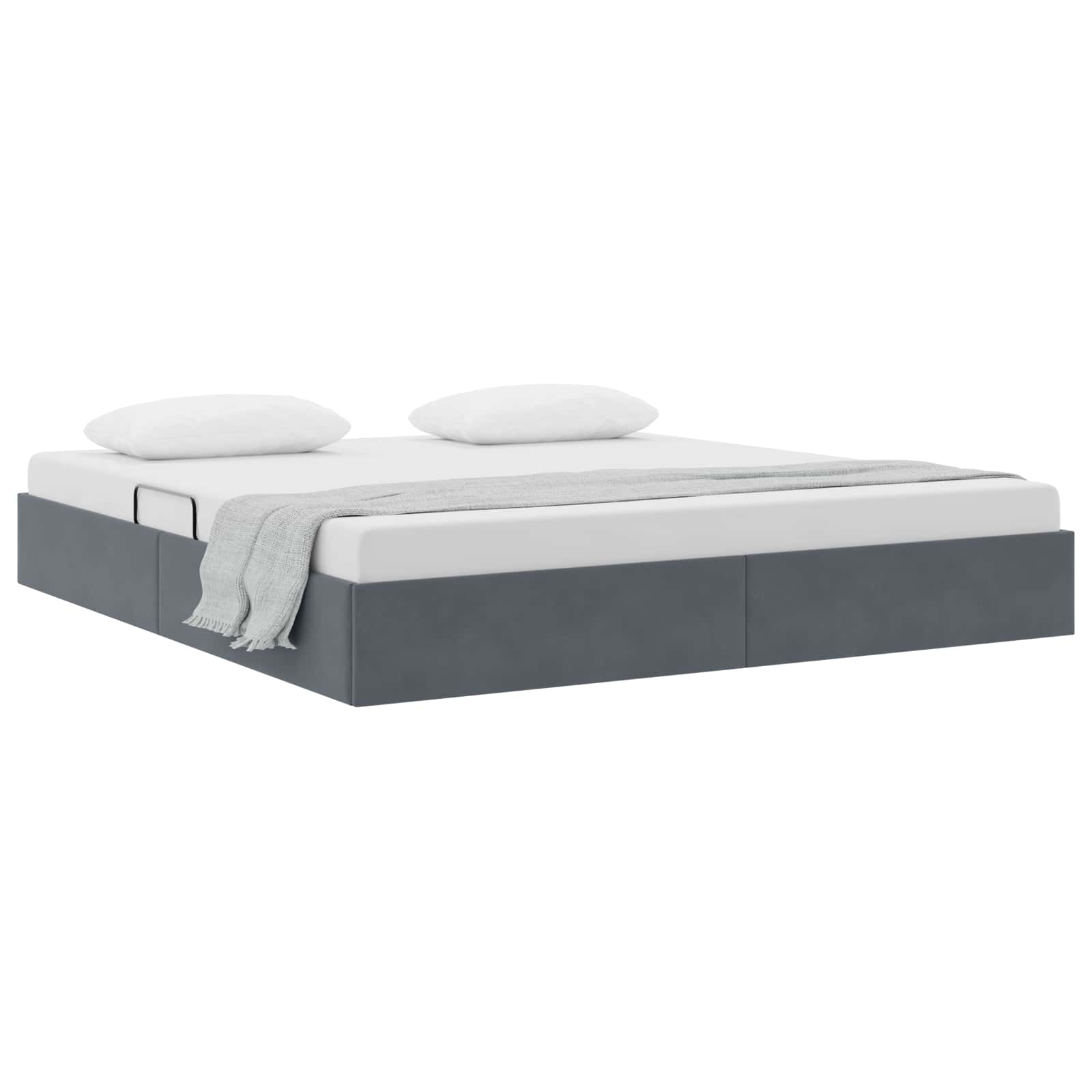 Ottoman Bettgestell mit Speicher Dunkelgrau 160 x 200 cm Samt