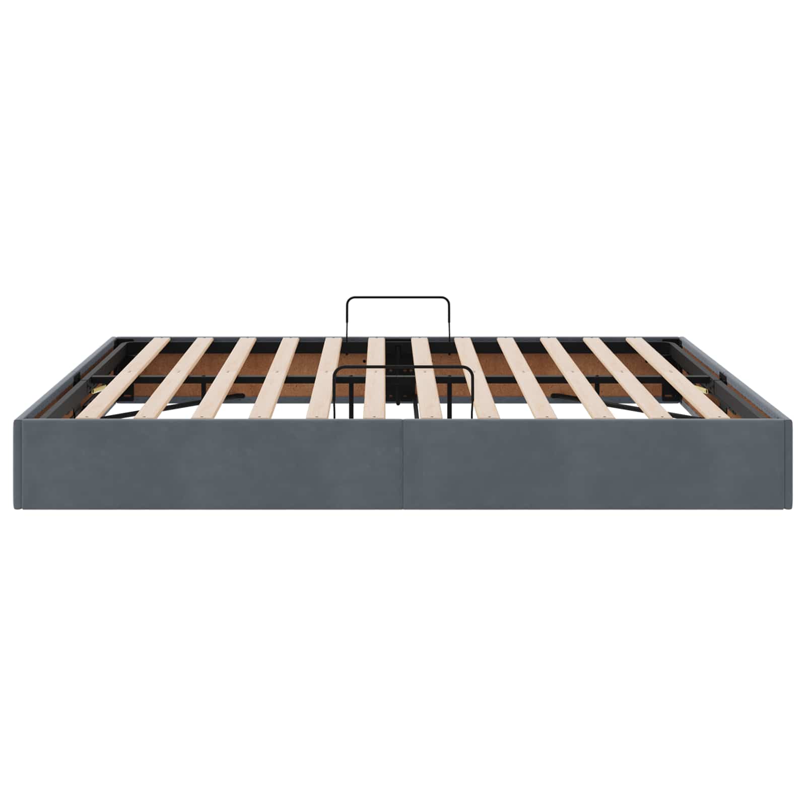 Ottoman Bettgestell mit Speicher Dunkelgrau 160 x 200 cm Samt