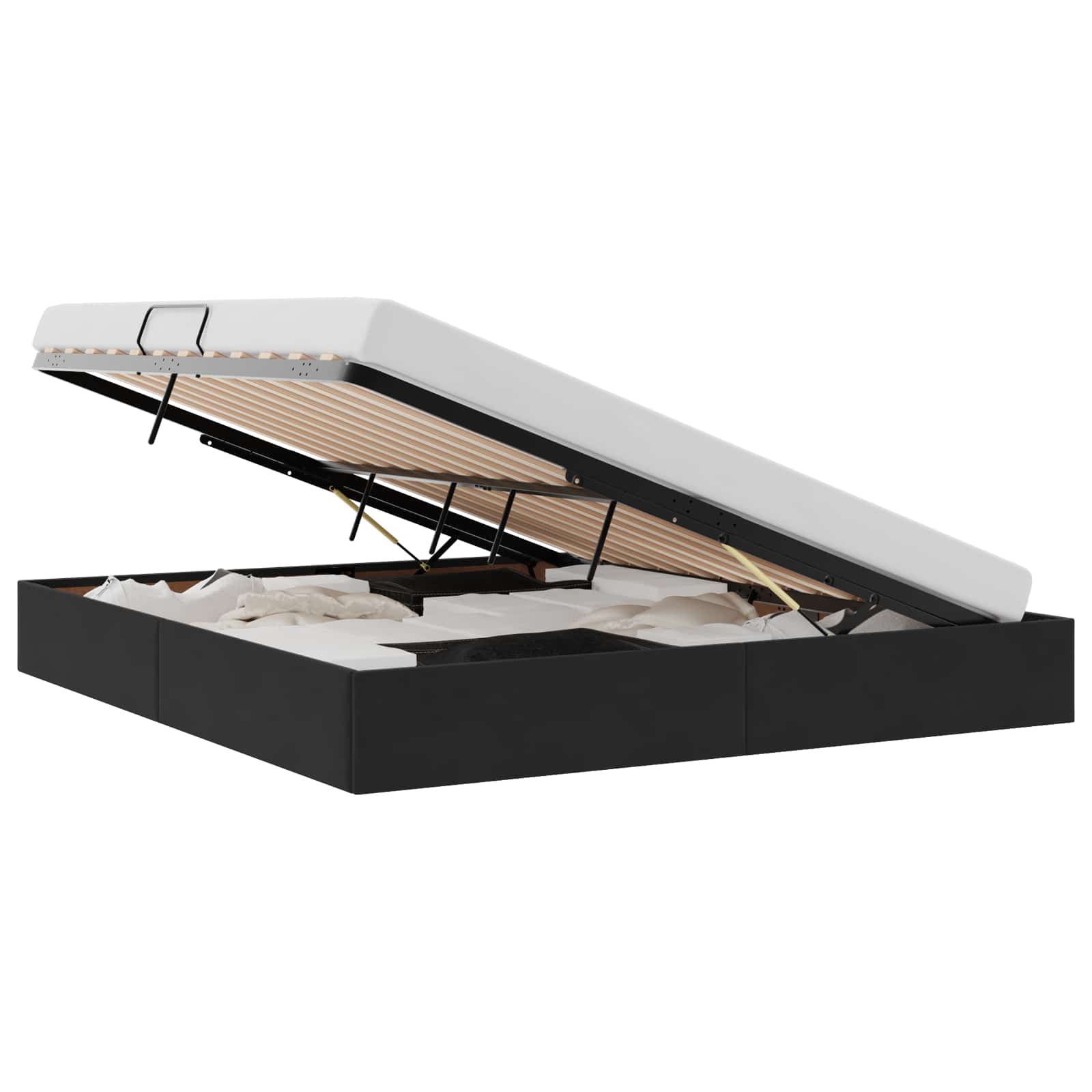 Ottoman Bettgestell mit Speicher Schwarz 160 x 200 cm Samt