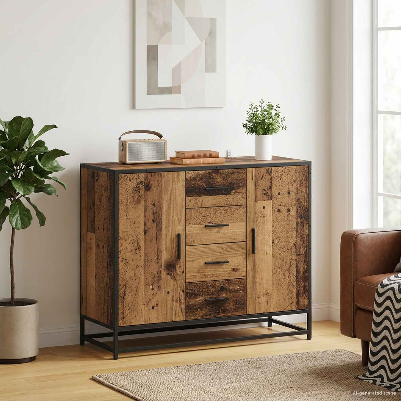 Sideboard Altholz 92 x 35 x 76 cm Holzwerkstoff