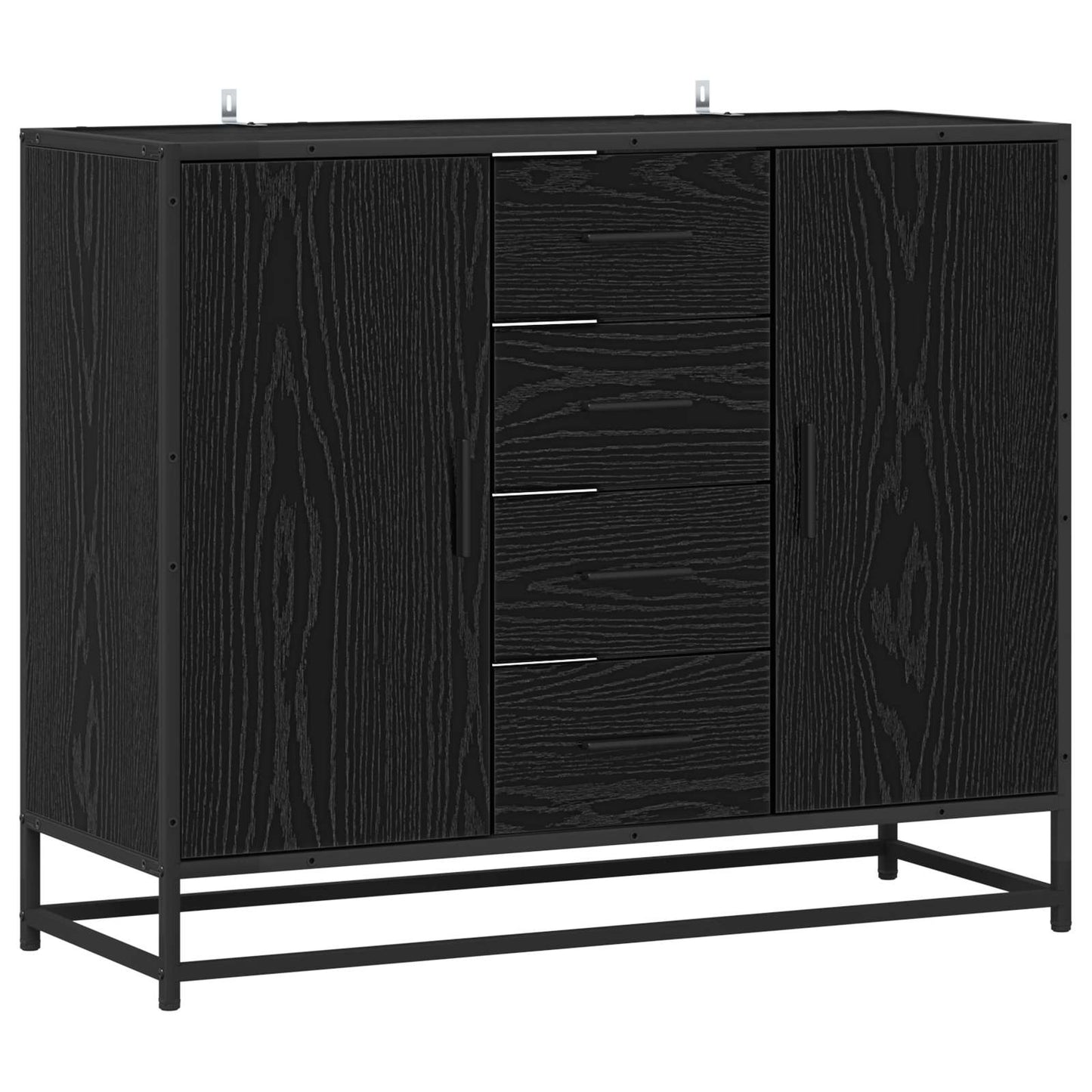 Sideboard Schwarz Eichen-Optik 92 x 35 x 76 cm Holzwerkstoff