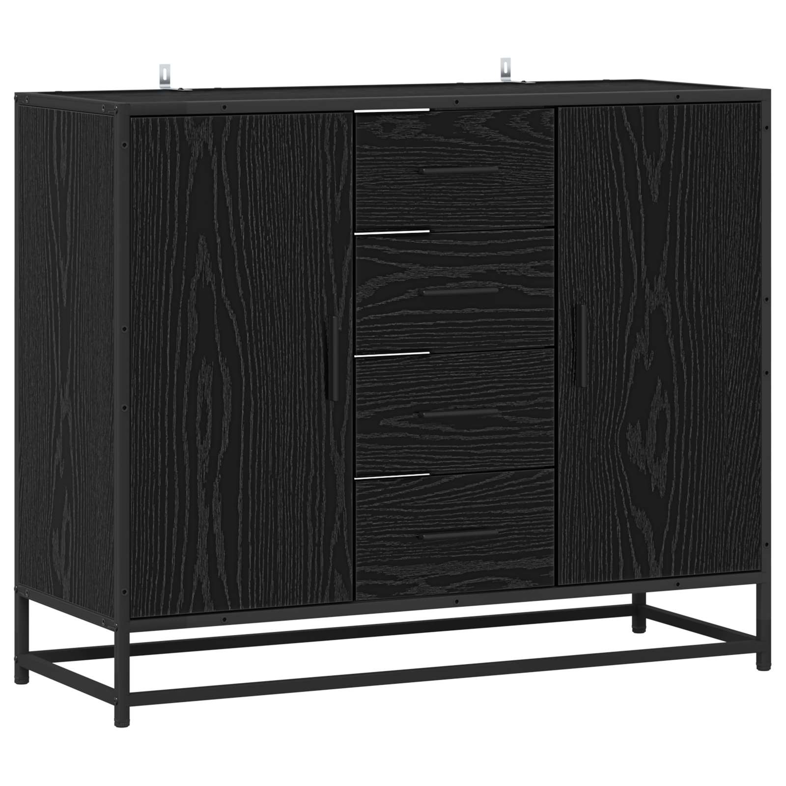 Sideboard Schwarz Eichen-Optik 92 x 35 x 76 cm Holzwerkstoff