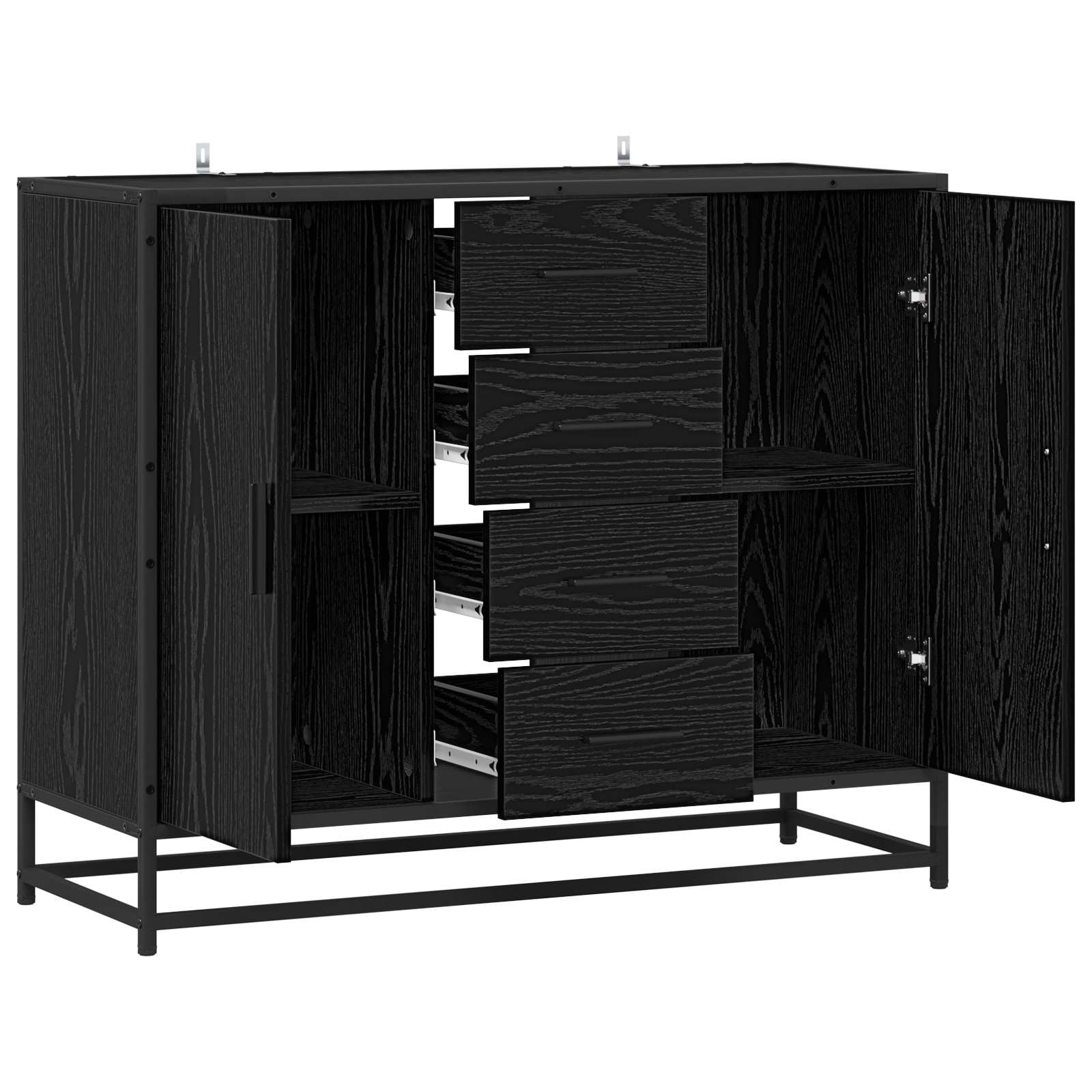 Sideboard Schwarz Eichen-Optik 92 x 35 x 76 cm Holzwerkstoff