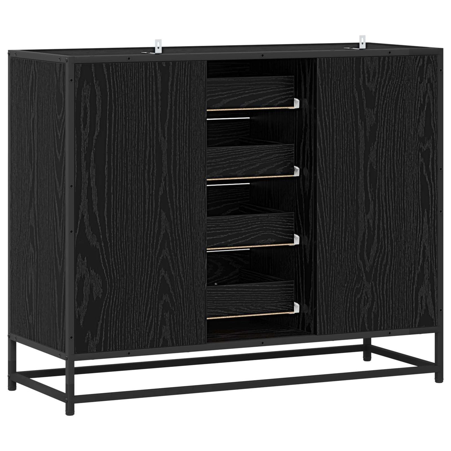 Sideboard Schwarz Eichen-Optik 92 x 35 x 76 cm Holzwerkstoff