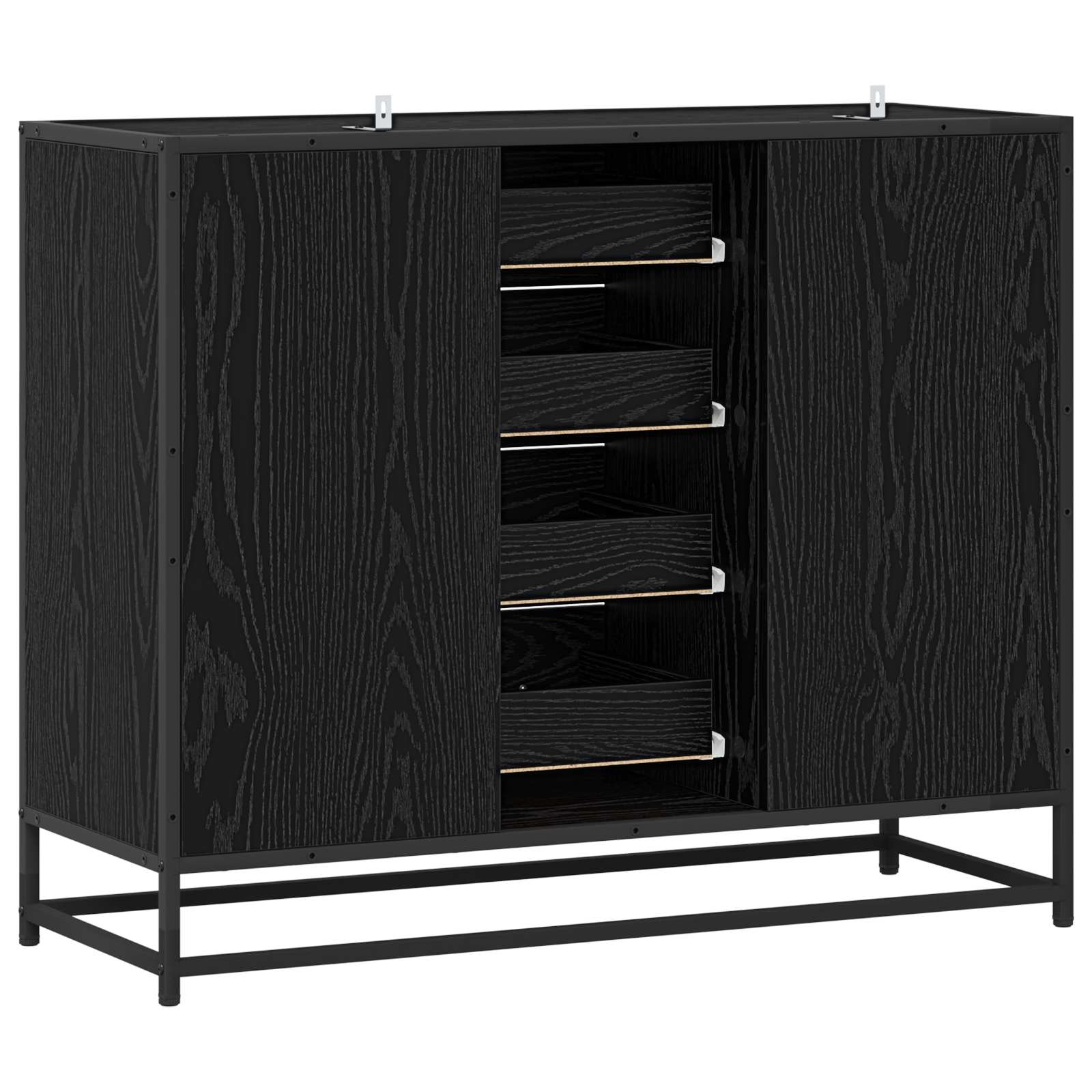 Sideboard Schwarz Eichen-Optik 92 x 35 x 76 cm Holzwerkstoff
