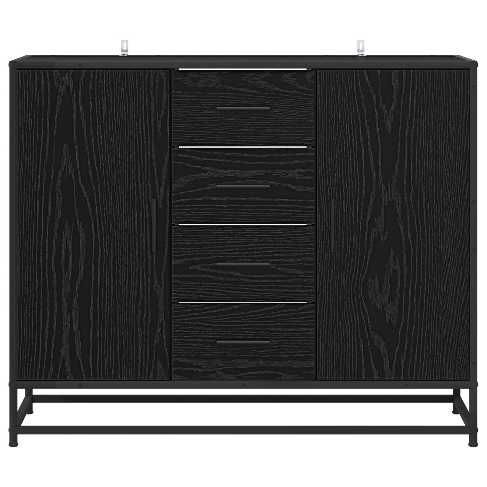 Sideboard Schwarz Eichen-Optik 92 x 35 x 76 cm Holzwerkstoff