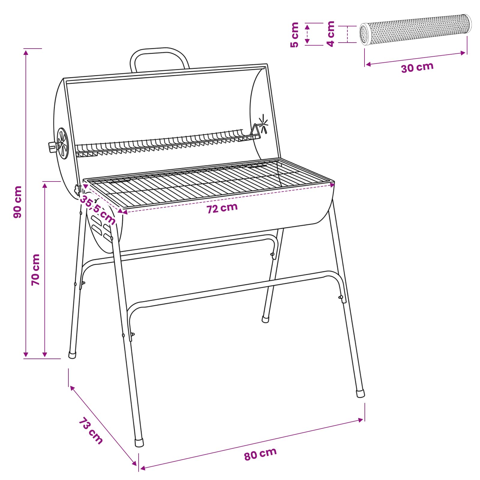 Outdoor Grill 3 Stk. 80 x 73 x 90 cm Metall Schwarz