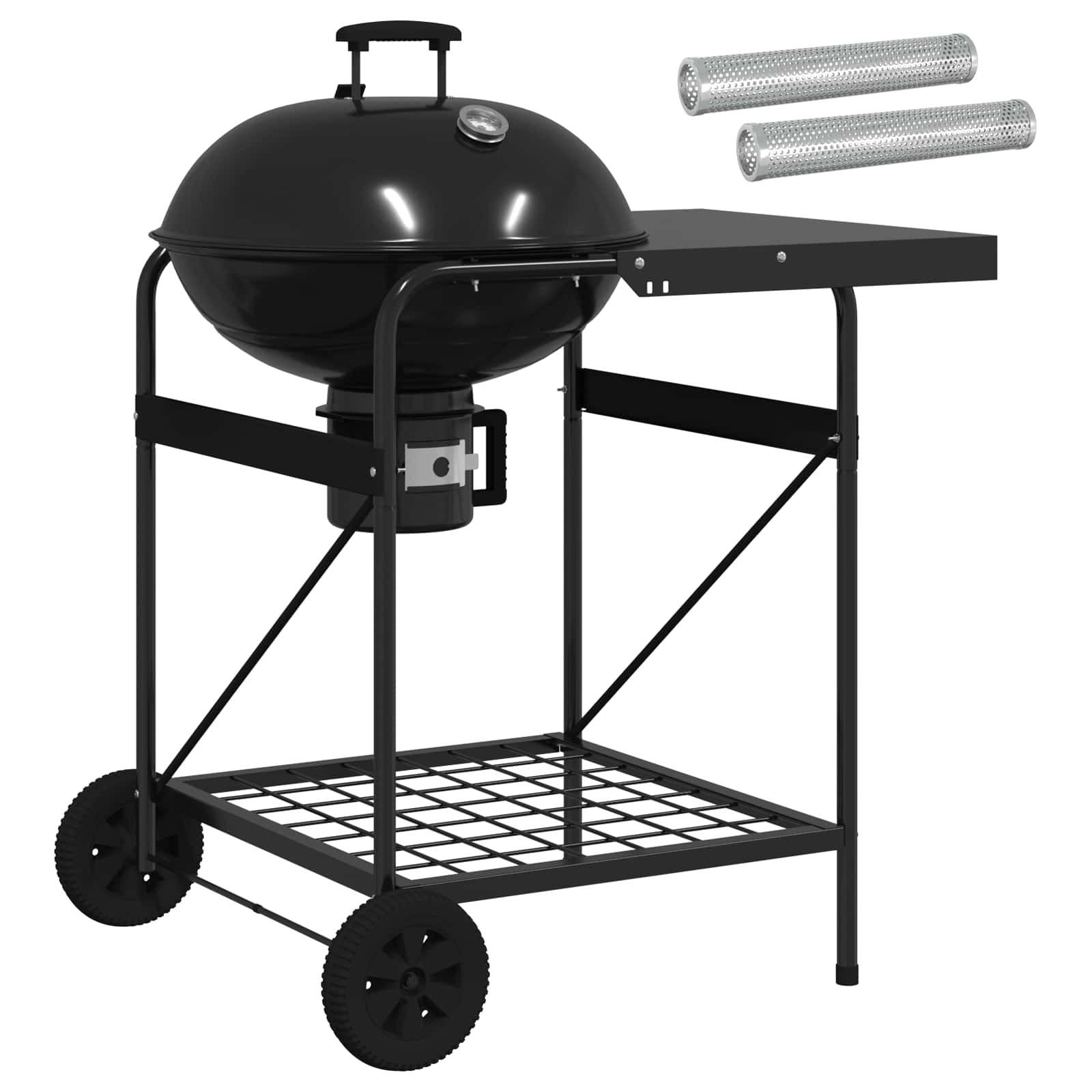 Holzkohlegrill mit Räuchertuben 91 x 71 x 107 cm Stahl Schwarz